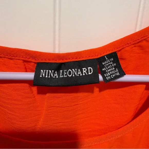 NEW Nina Leonard Vibrant Orange Puff Sleeve Midi Dress - Picture 4 of 6